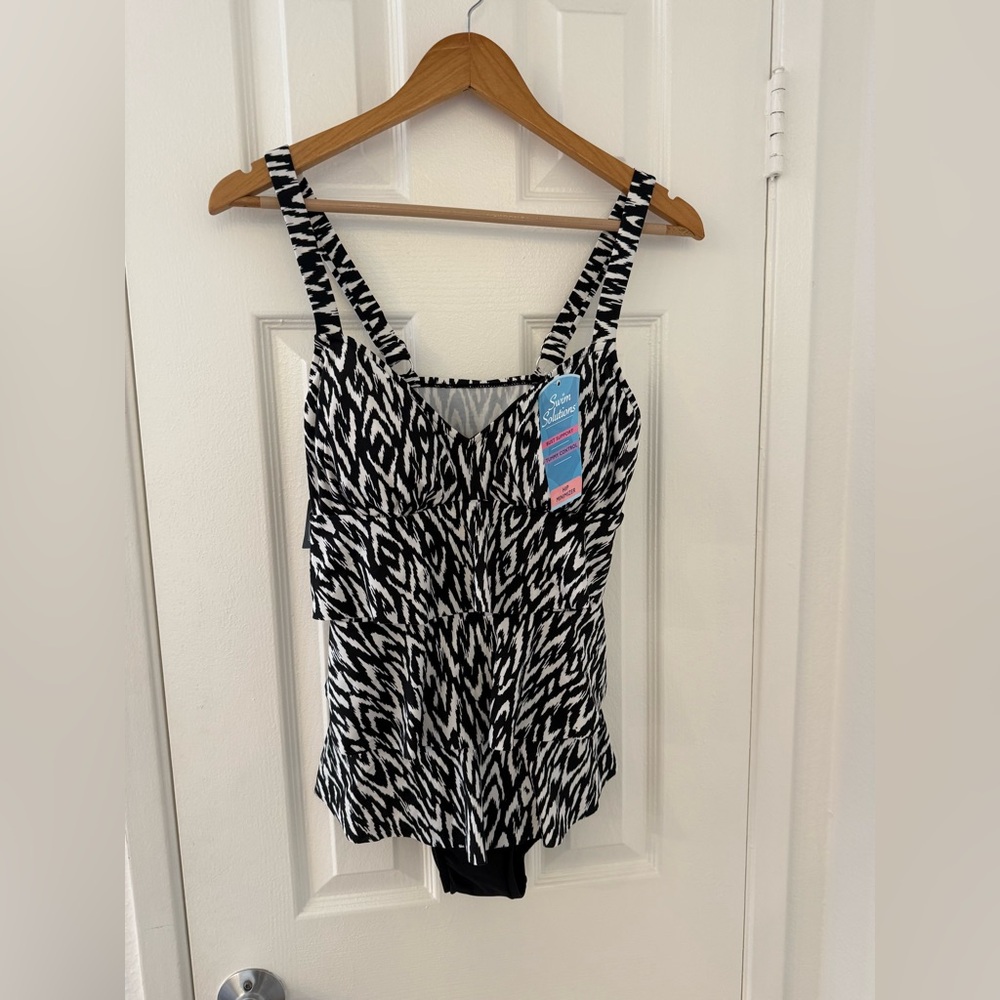 Swim Solutions Bust Support & Slimming Bathing Suit, Size 10, NWT